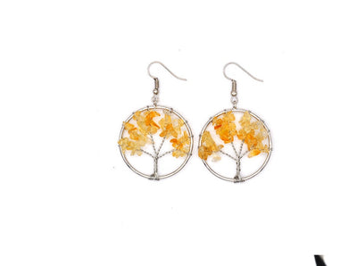 Natural Crystal Tree Earrings
