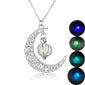 Fashion Moon Natural Glowing Stone Healing Necklace Women Gift