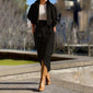 Women's Two-piece Casual Trousers With Solid Color Buckle Design